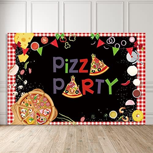 Crefelicid 6x4ft Pizza Party Fotózás Háttérben Piros Pizza Étel Újszülött Főzés, Sütés Fotózás Háttér Gyerekek Szülinapi Pizza Téma