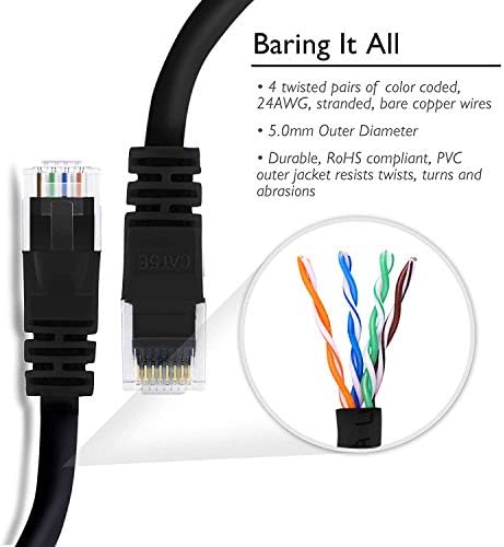 GearIT 100-Pack, Cat5e Ethernet Patch Kábel 3 Méter - Snagless RJ45 Számítógép LAN Hálózati Kábel, Fekete - Kompatibilis 48 portos
