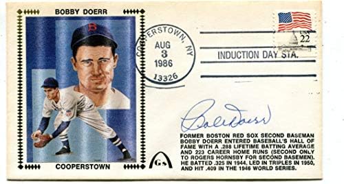 Bobby doerr-ről Cooperstown NY augusztus 3,1986 Dedikált, Első Nap Borító - MLB Vágott Aláírás