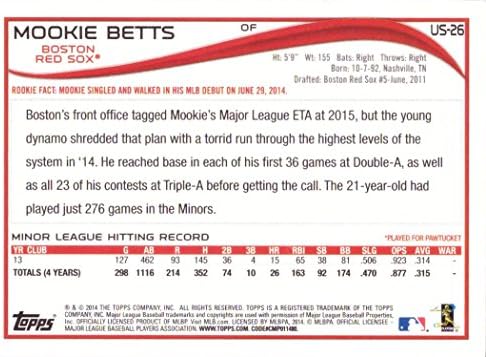 2014 Topps Frissítés Baseball MINKET-26 Mookie Betts Újonc Kártya