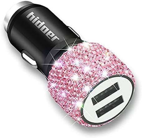 Bling Bling USB Autós Töltő 5V/2.1 Rózsaszín Kristály Díszítéssel Dual Port Gyorsan Adapter 3.9 ft Nylon Típus C/Micro USB töltőkábel,