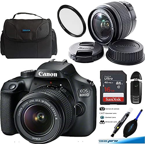 Üzlet-Expo CN4000D-1855IIIDBB16GBINT Canon EOS 4000D Digitális Fényképezőgép EF-S 18-55MM F3.5-5.6 III Lencse + 16 gb-os Közbenső